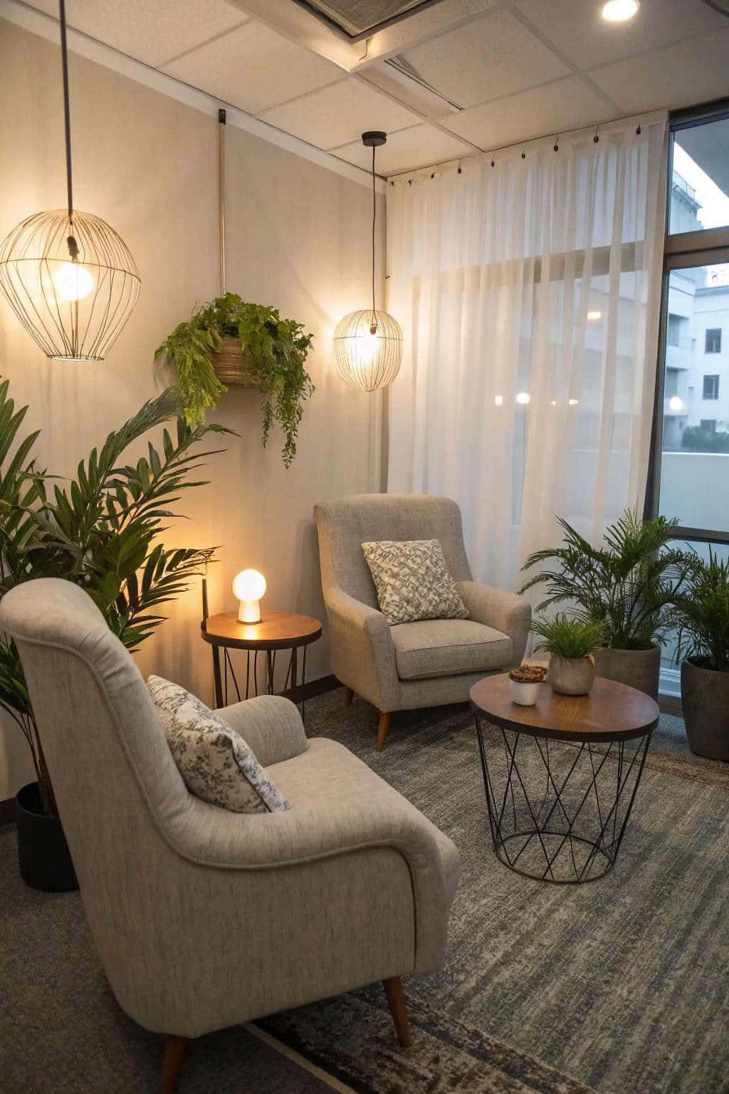 Calm, naturally lit therapy office in Santa Monica
