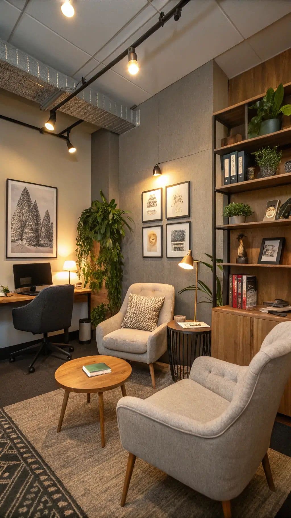 Comfortable seating area in private therapy room